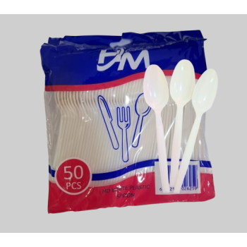 Hd White Plastic Spoons 50Pcs