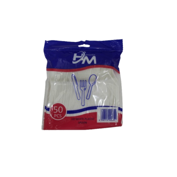 Hd White Plastic Spoons 50Pcs